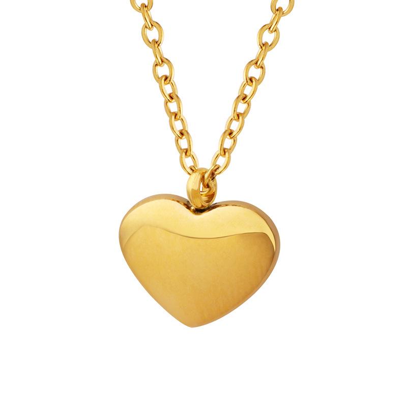 Qiong Yao 18K Gold-Plated Heart Couple Necklace - Trendy Titanium Steel Clavicle Chain P051