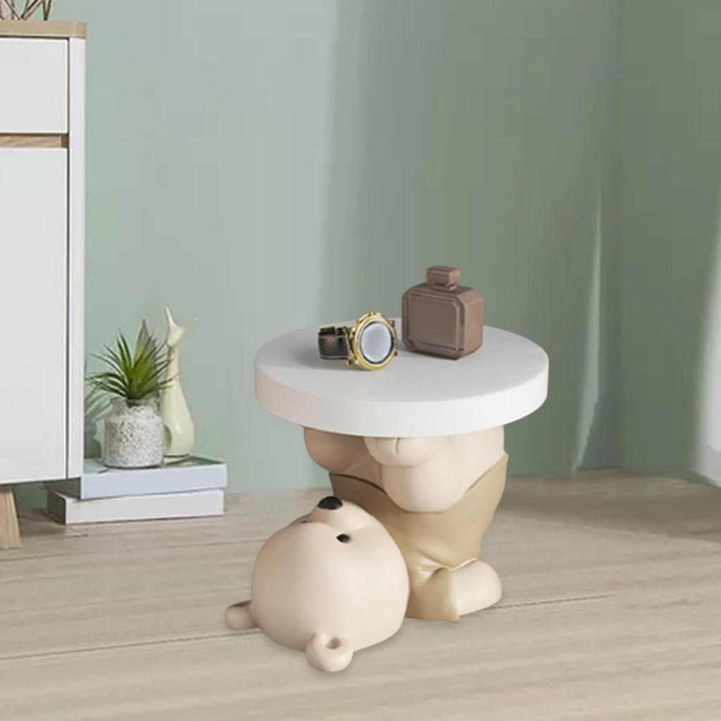 Bear Figurine Side Table, Minimalist End Table for Home Office