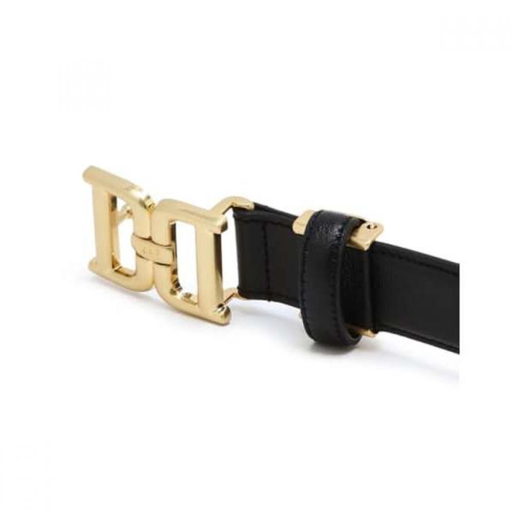 DakS Black Dd Metallic Gold Buckle Leather Women S Belt