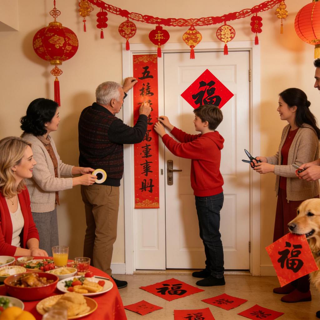 2026 Chinese New Year Fu Character Decorations 36Pcs/set Fu Character Door Stickers Year of the Horse Red Clings