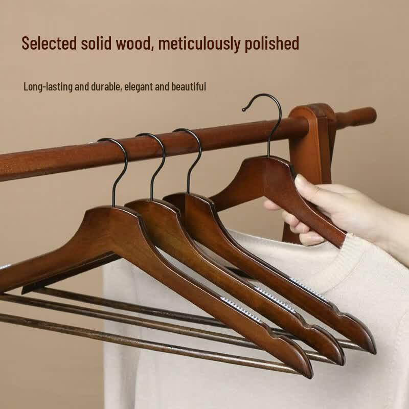 JIMJDO Solid Wood Non-Slip Hangers (10-Pack)