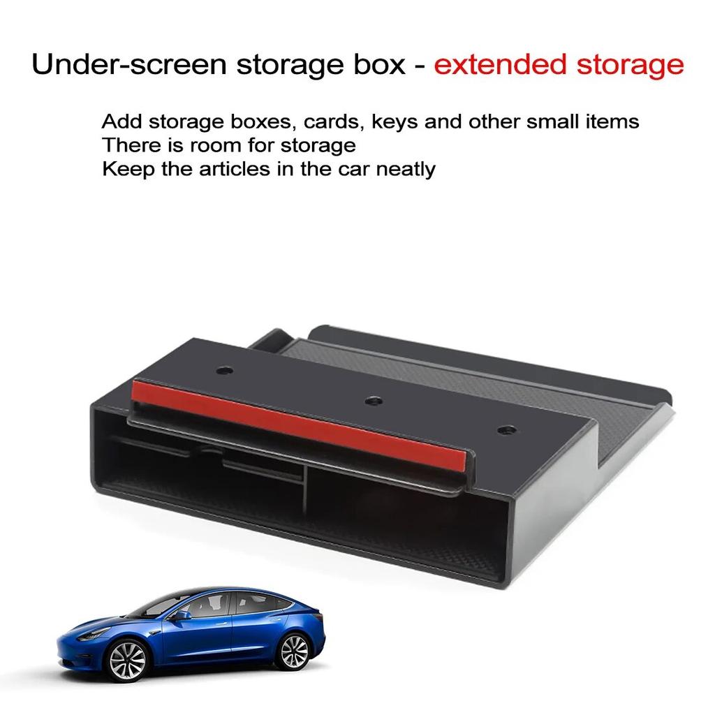 Upgrade Unterbildschirm-Aufbewahrungsbox für Tesla Modell 3 Modell Y -2022 Aufbewahrungszubehör Center Console Organizer Aufbewahrungsregal