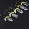Golden Moon With White Irregular Artificial Crystal Decor Dangle Earrings Elegant Bohemian Style Alloy Jewelry Female Gift