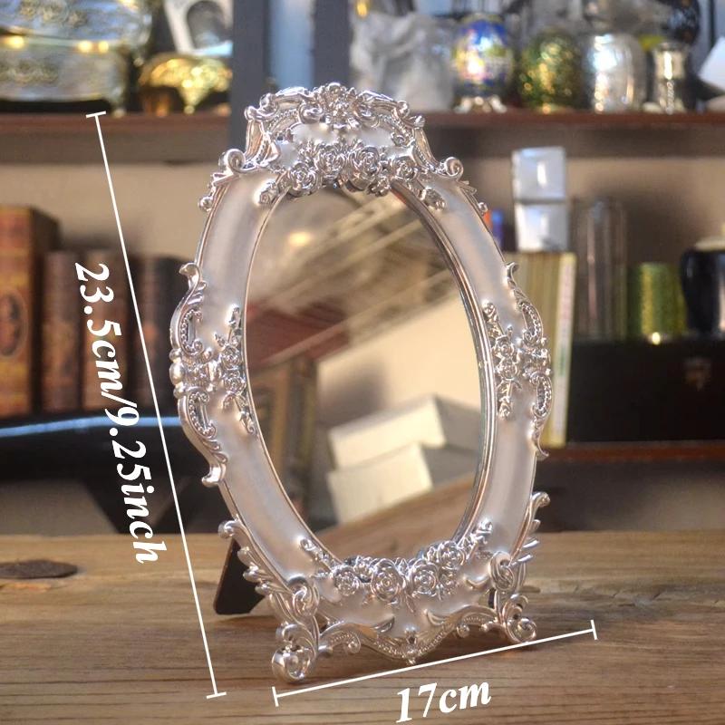 

Винтажное зеркало для макияжа для украшения стола Антикварное зеркало Изысканное зеркало для косметики в европейском стиле Декор для спальни Оптом серебряный