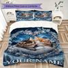 Benutzerdefinierter Name Winter Herz Kätzchen Bettwäsche, Steppdecke Set Bettbezug Kissenbezug Zuhause Geburtstagsgeschenk(1 Bettbezug + 2 Kissenbezüge, ohne Füllung)_lx
