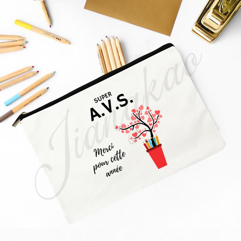 French Printed Makeup Bag Travel Neceser Travel Toiletry Organizer School Pencil Bags Graduate Gift for Maitresse Atsem Aesh Avs