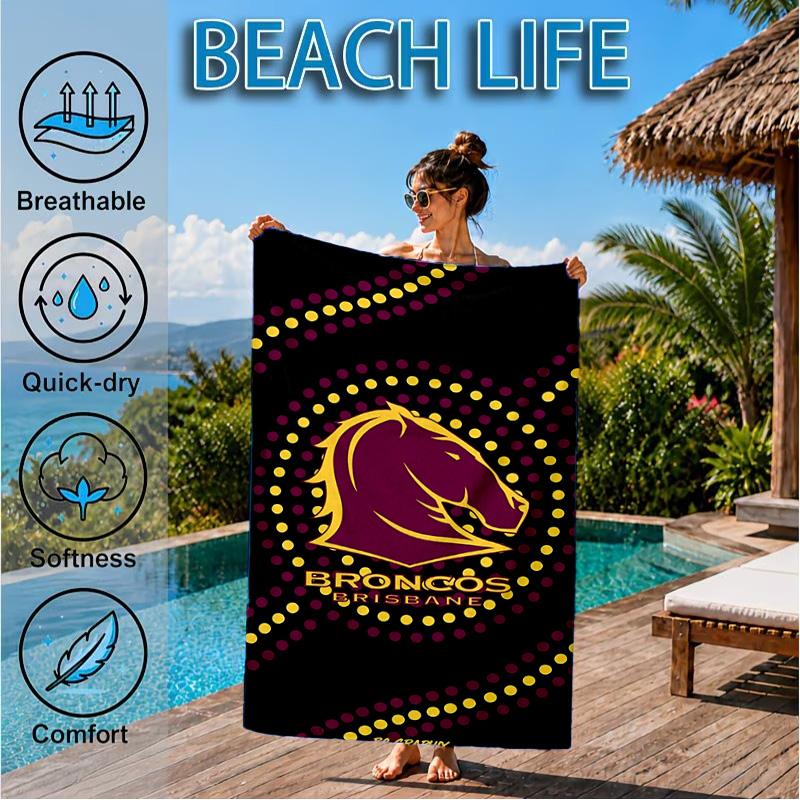 Brisbane Broncos Strandtuch, Schnelltrocknend, Pflegeleicht, Geeignet für Fitness und Strandurlaub, Sport-Essential