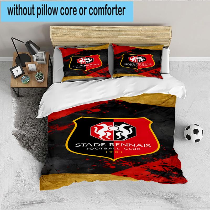 3PCS Stade Football Club Crest Bedding set,Ideal For1pc Duvet Cover And 2pcs Pillowcases Perfect for Christmas gift,Ideal for Bedroom, Dormitory