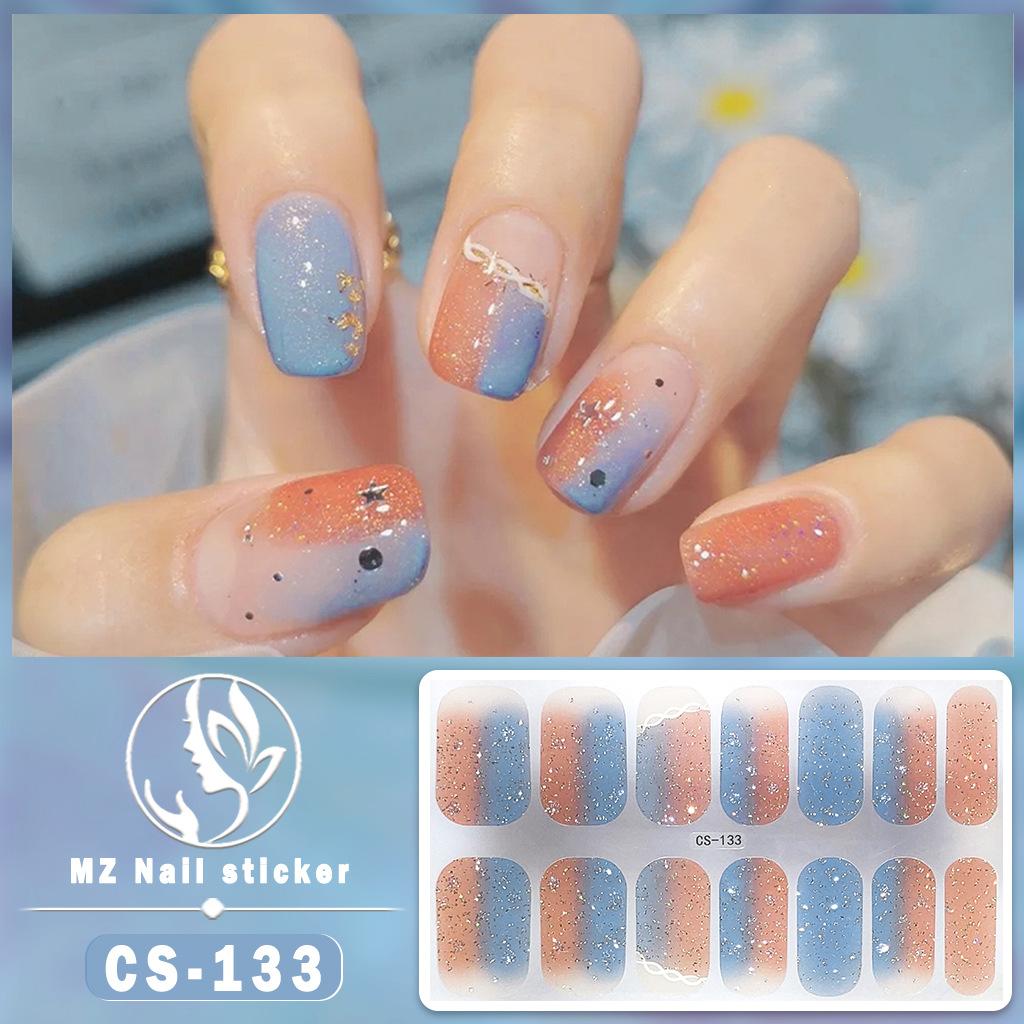 CS Waterproof No-Cure Gel Nail Wraps, Full Cover Contrast Color Tiger Head Pattern Nail Stickers, Nail Patch Films