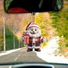 Christmas Ornament Smiling Santa Claus Holding Gift Pendant 3D Effect Acrylic Hanging Pendant Festive Home Decor