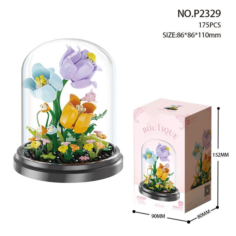 Blomsterbukett Mikrobyggklossar blommor Bonsaimodell Byggsats Heminredning Leksaker För barn 8-åriga flickor Gåvor