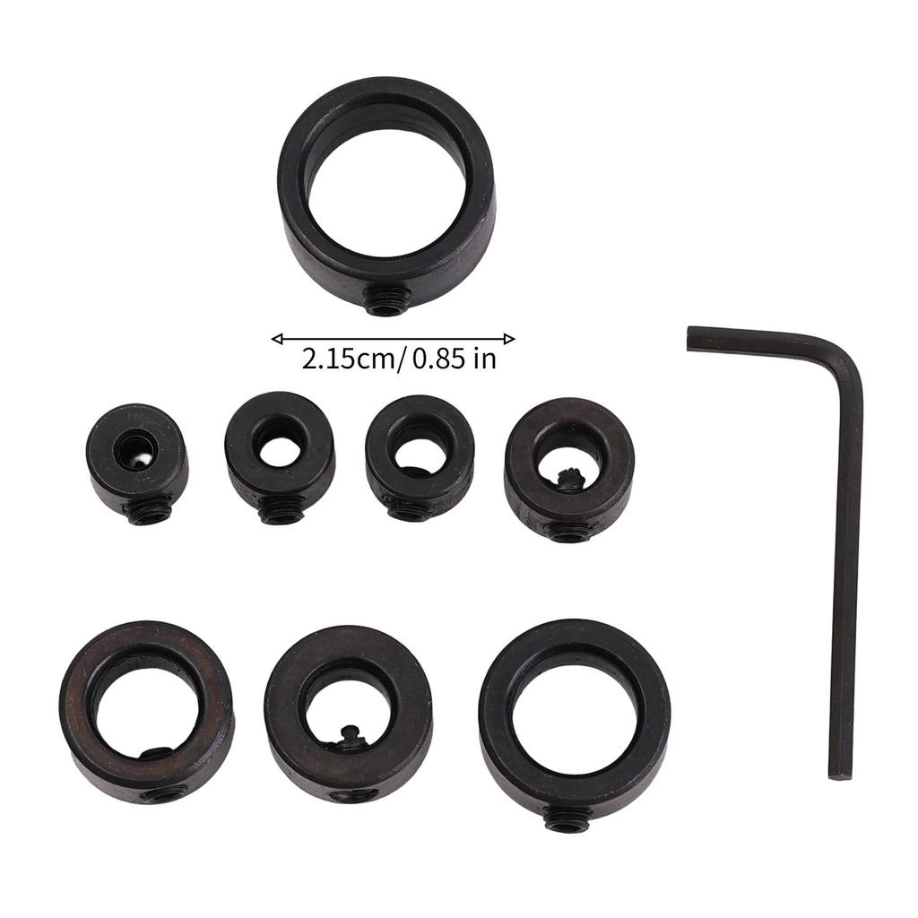 Drill Bit Depth Stop Collars Ring Positioner Drilling Locator Tools with Wrench Woodworking Ajustable Positioner Hole Guide