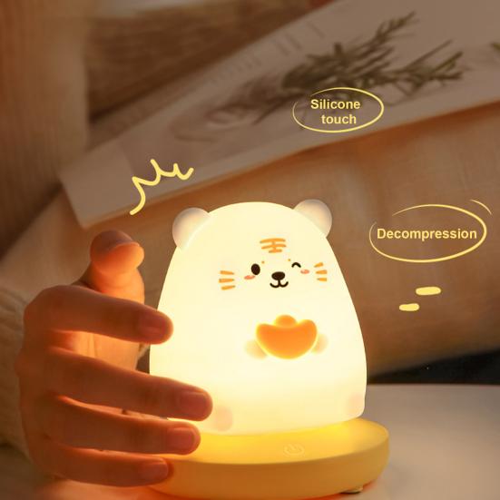 Lampă de noapte cu animale din desene animate Iluminare moale Lampă de noapte, reîncărcabilă, reglabilă, fără pâlpâire, Decorare cu lumină de noptieră