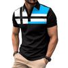 Fashion Large Size Men's Short Sleeve Men's Striped 3D Printed Polo Casual Men's Tops Sweatshirt