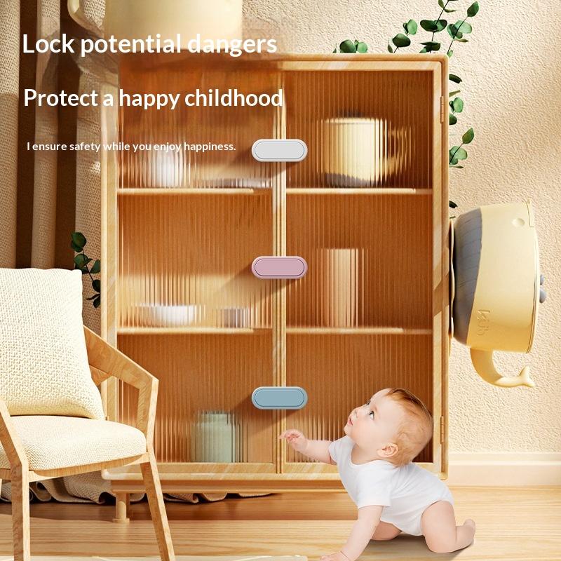 5Pcs/Set Latch Cabinet Door Protection Children'S Drawer Safety Baby Anti Pinch Invisible Lock Opposite Door Wardrobe Lock
