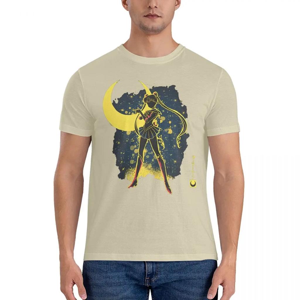 Pánský styl – Trička Trička S-Sailor Moon Čistá bavlna Topy Ležérní Krátký rukáv Trička s kulatým výstřihem Originální tričko