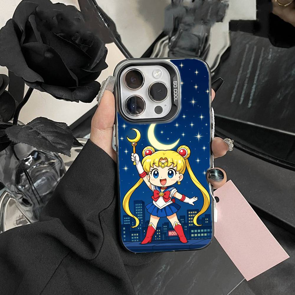 Cartoon F-Sailor M-Moons Phone Case For iPhone 17,16,15,14,13,12,Pro MAX Black Matte Shockproof Cover