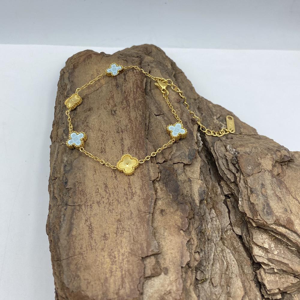 9MM Titanium Steel Clover Between Batch Flower 5 Flower Bracelet Star Pattern Lucky Clover Bracelet