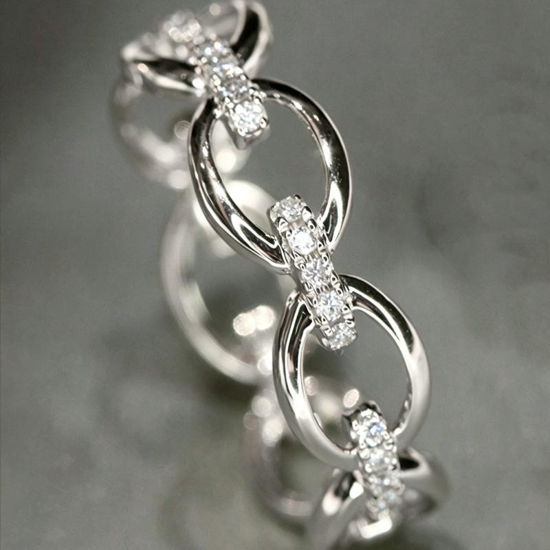 Xiaomi Huitan Chain Linked Women Ring Wedding Engagement Gold Color Accessories Inlaid Bright CZ Fashion Party Versatile Luxury Jewelry