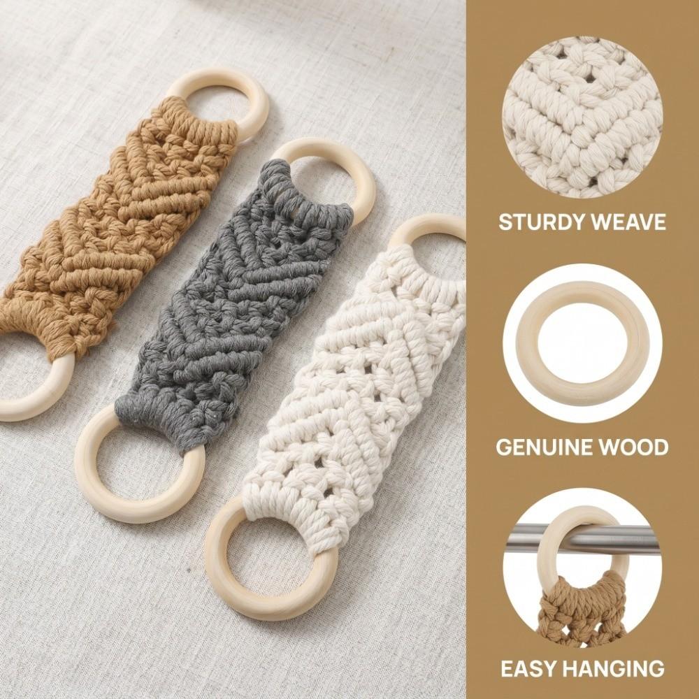3 PCS White Grey Brown Macrame Towel Holder Hanging Towel Holder  Kitchen Bathroom Laundry Room