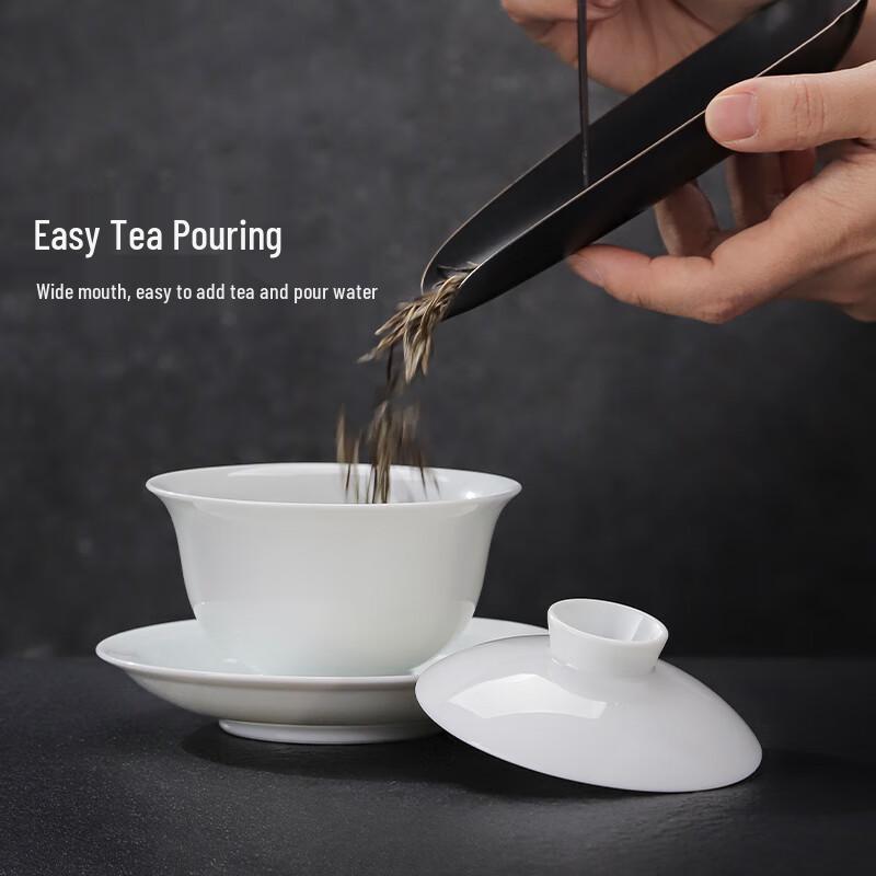 Jingdezhen Ceramic White Porcelain Gaiwan Tea Cup