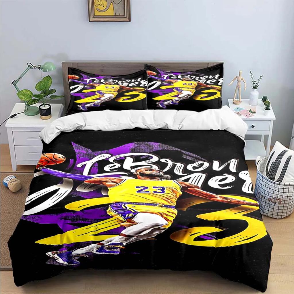 2025 Fashion Basketball Star A-LeBron J-James Printing Bedding Set Duvet Cover Comforter Bed  Youth Kids Girl Boys Birthday Gift