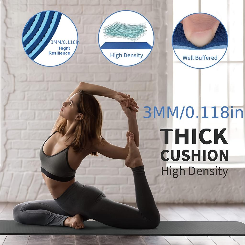 High Density EVA Yoga Mat Durable Professional Mat for Men and Women Home Workout Non-Slip 3mm Pilates Mat with Shock Absorption and Portability