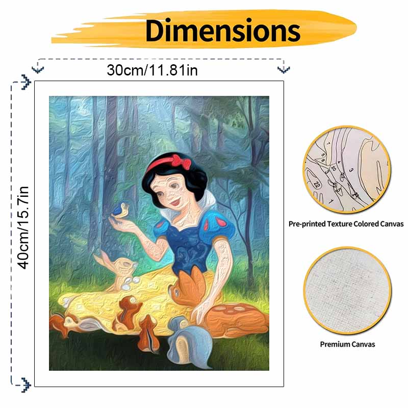 Disney animation digital oil painting Snow White diy handpainted coloring painting home decoration, custom paint by numbers wall art kit