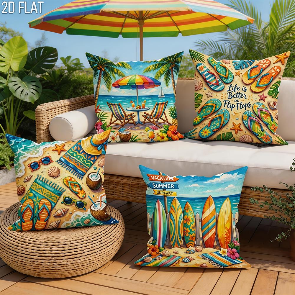 1/4pcs Summer Beach Vibes Throw Pillow Covers Set of 4 Home farmhouse outdoor decoration cushion cover