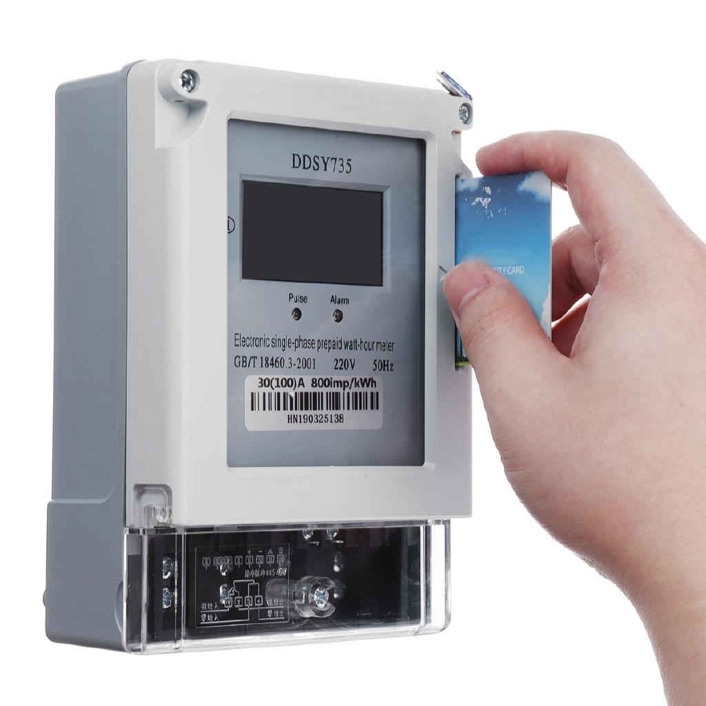 220V 50Hz Electric Prepayment Slot Meter Programmable Single Phase w/ Cards Digital Display Card Meter
