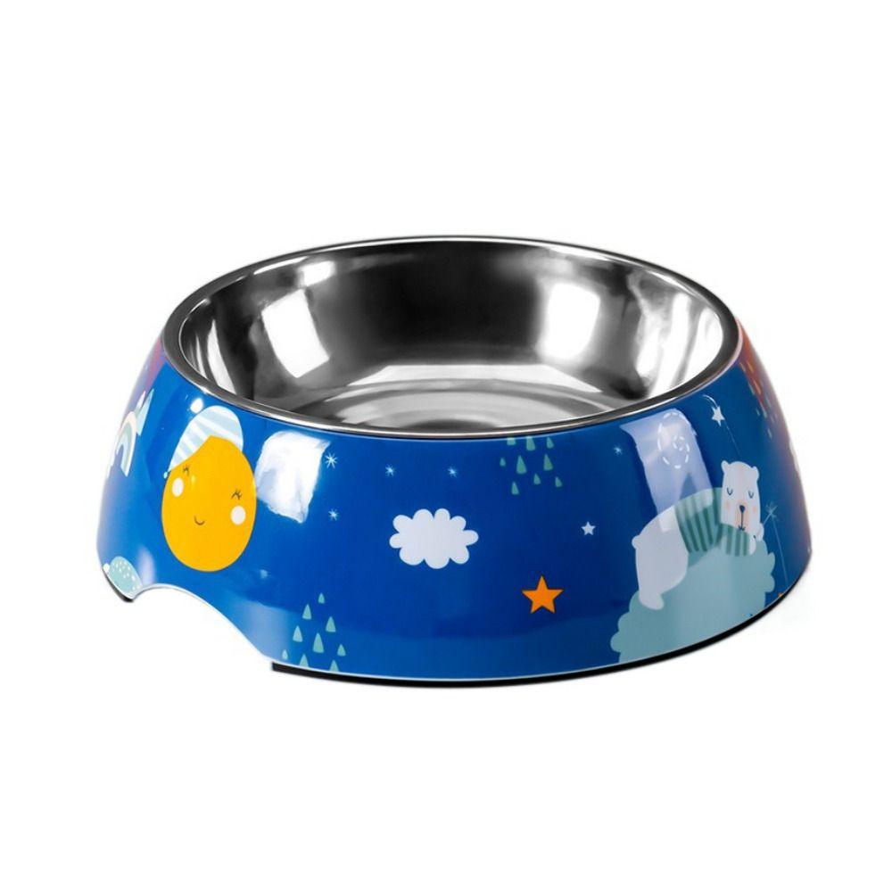 

Anti Rollover Stainless Steel Pet Bowl Cartoon Dog Non Slip Bowls For Dogs Cats L синий
