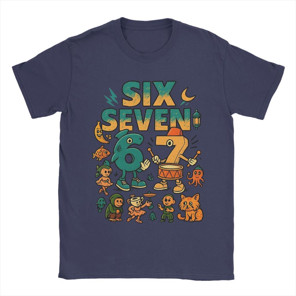 67 Six Seven Italian Brainrot Kids Gaming Meme T Shirt for Men 100% Cotton T-Shirts Round Collar  Tees Short Sleeve Clothes
