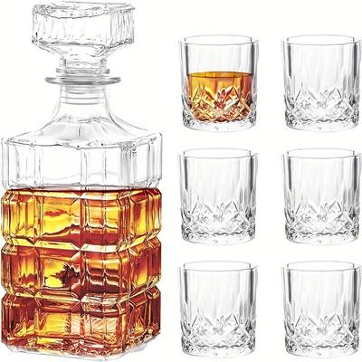 Juego de decantador de copa de vino de 3/6 piezas, vasos de doble pared para whisky, brandy, whisky, bourbon, vodka, regalo perfecto para hombres, suministros de cocina, suministros de bar