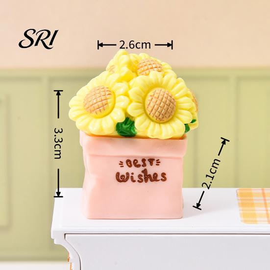 Resin Flower Decoration Miniature Potted Mini Artificial Bonsai Dollhouse Desk Ornament Accessory Tiny Fairy Garden Ornaments for DIY Crafts