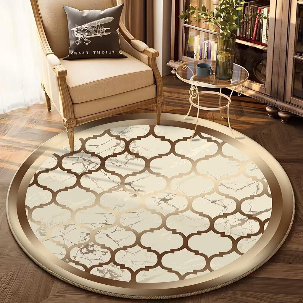 Luxury Gold Round Carpet for Living Room Decor Sofa Table Area Rug Large Area Soft Non-slip Chair Mat Decoration Home Carpets