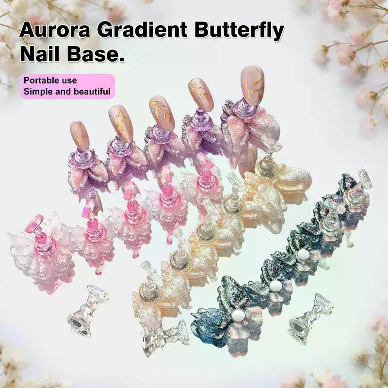 5pcs/set Aurora Butterfly Magnetic Nail Tip Display Stand For Manicure Press-On Nails Training Gel Nail Polish Nail Tip Display