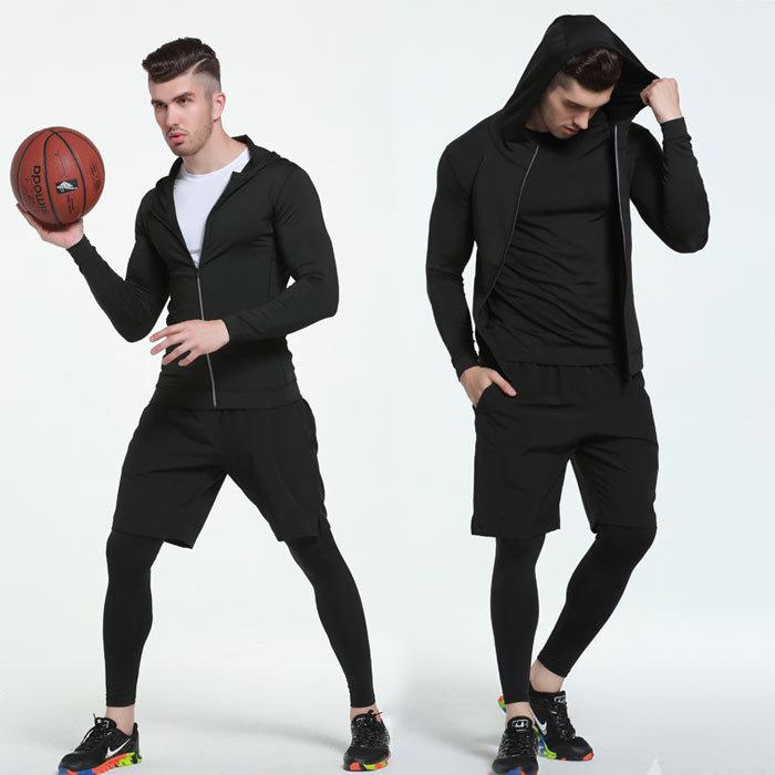 Men's Quick-Dry Basketball Compression Sportswear Set - 3 or 4 Pieces for Autumn/Winter Running