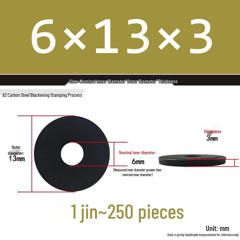 Blackened Thickened Metal Flat Washer Spacer, Round, M3-M42
