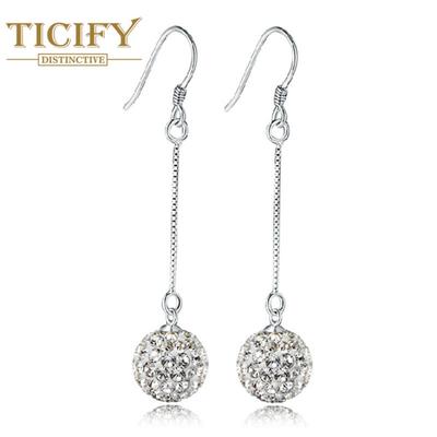 Temperament Princess Ball Earrings Fashionable Long Crystal Zircon Ball Earrings