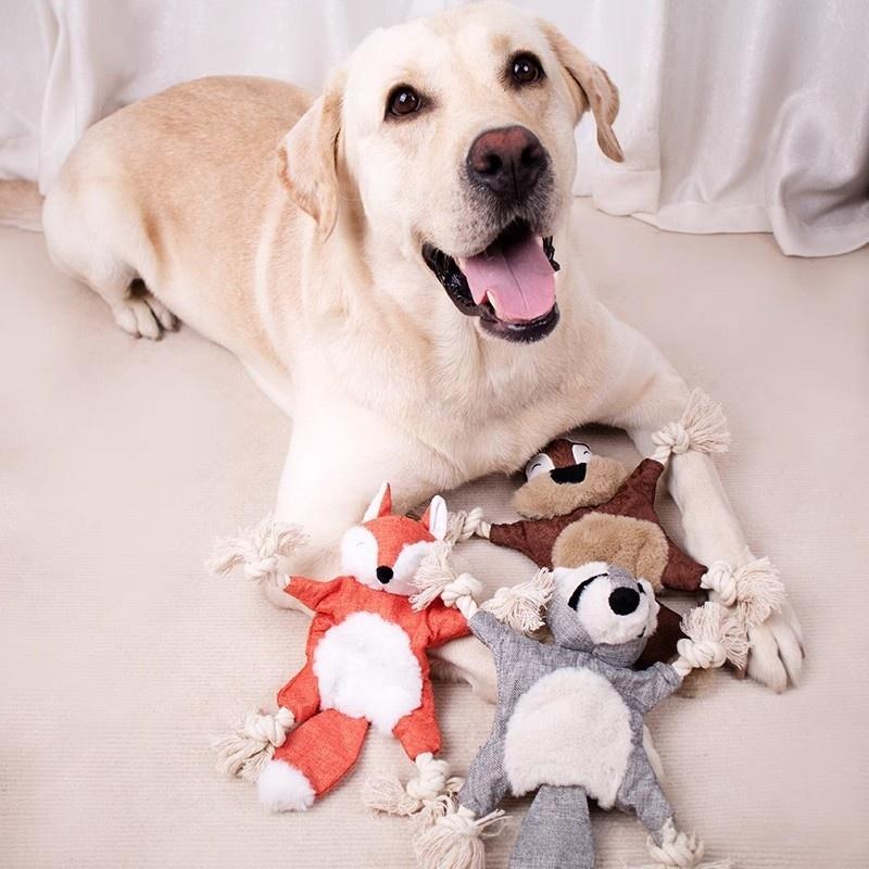 Pet Dog Chew Resistant Teething Plush Toy Animal Shape with Squeaker Pet Supplies Portable Plush Toy
