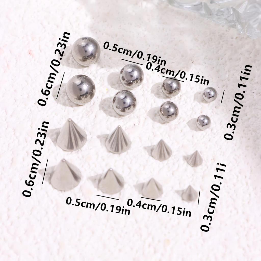 36-delige Roestvrijstalen Nep Lip Stud & Kegel Set met Kleefbasis