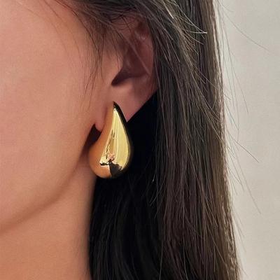 Cool Simple Alloy Gold Color Punk Earrings For Woman 2023 Korean Fashion Stud Jewelry Goth Party Girls Unusual Accessory Gifts