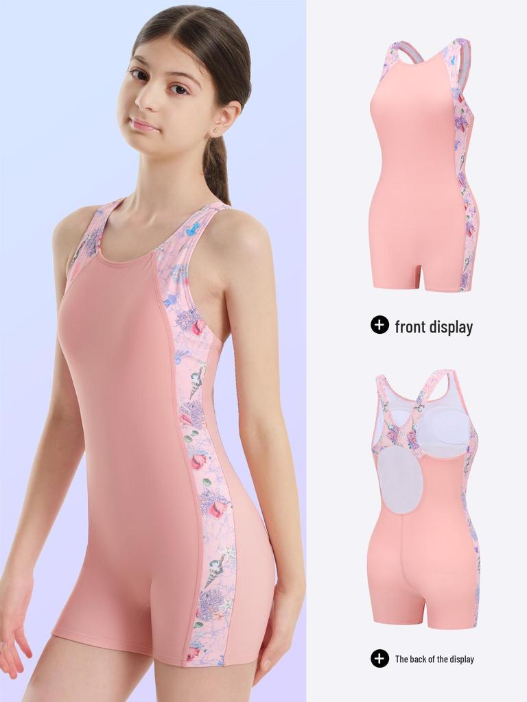 Girls' One-Piece Children's Swimsuit with Removable Chest Pads - Small, Medium, Large Sizes Available