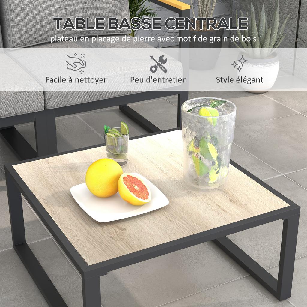 Venkovní rohová zahradní lounge sestava Moderní design 6 dílů pro 5 osob - hliníková, Skvělý komfort