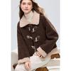 BETU Women's Faux Shearling Color Block Short Winter Jacket