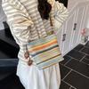 Popular Fashion Contrasting Color Woven Bag Women's Summer New Casual Versatile Bucket Bag Crossbody Shoulder Bag