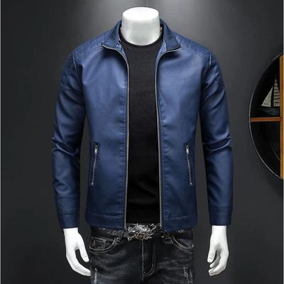 Lederjacke Herren Slim Jacke Trendy Dünne Jacke Herren Motorradjacke Große Größe Stehkragen Lederjacke