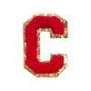 Red A-Z Chenille Embroidery Letter Patches, 5cm Self-Adhesive for DIY Clothing.