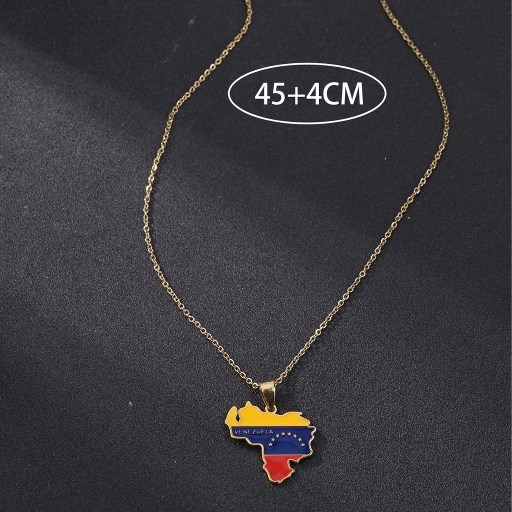 South America Map Necklace: Venezuela, Dominica, Paraguay Stainless Steel Pendant