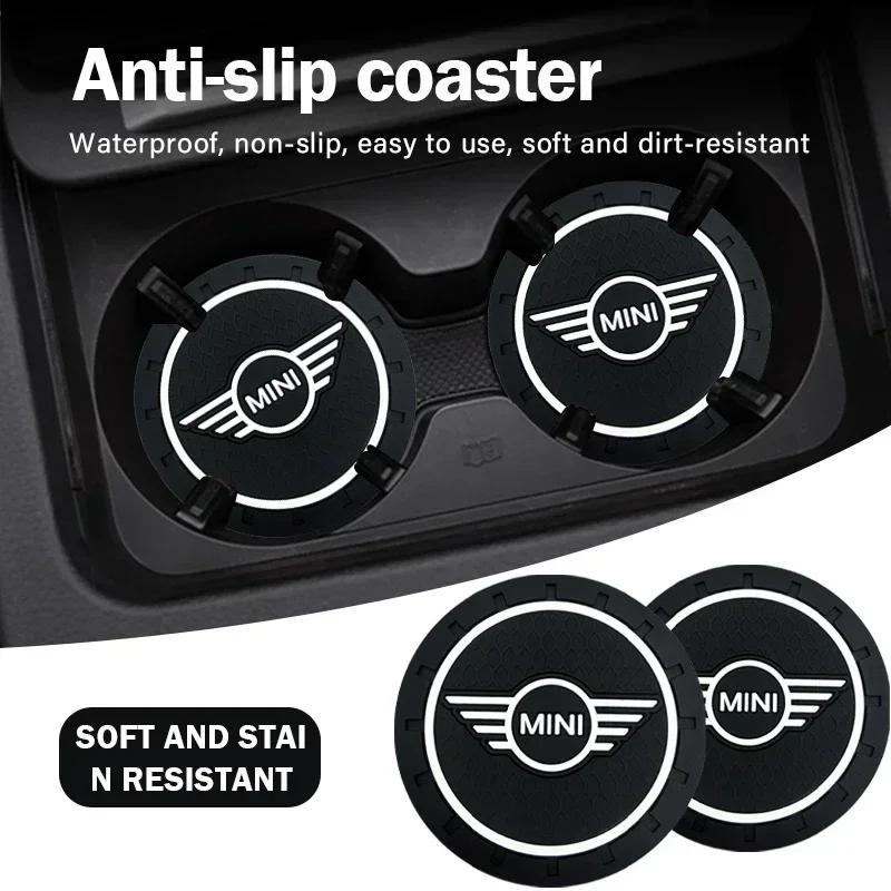 For Bmw Mini 1/2PCS Car Coasters Water Cup Anti-Slip Silicone Coaster Car Goods For BMW Mini Cooper R56 R50 R53 F56 R60 2011 201